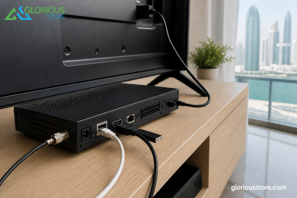 How to Choose a 4K Satellite Receiver in the UAE for the 2026/27 Football Season 4K satellite receiver HDMI and coaxial cable connection setup