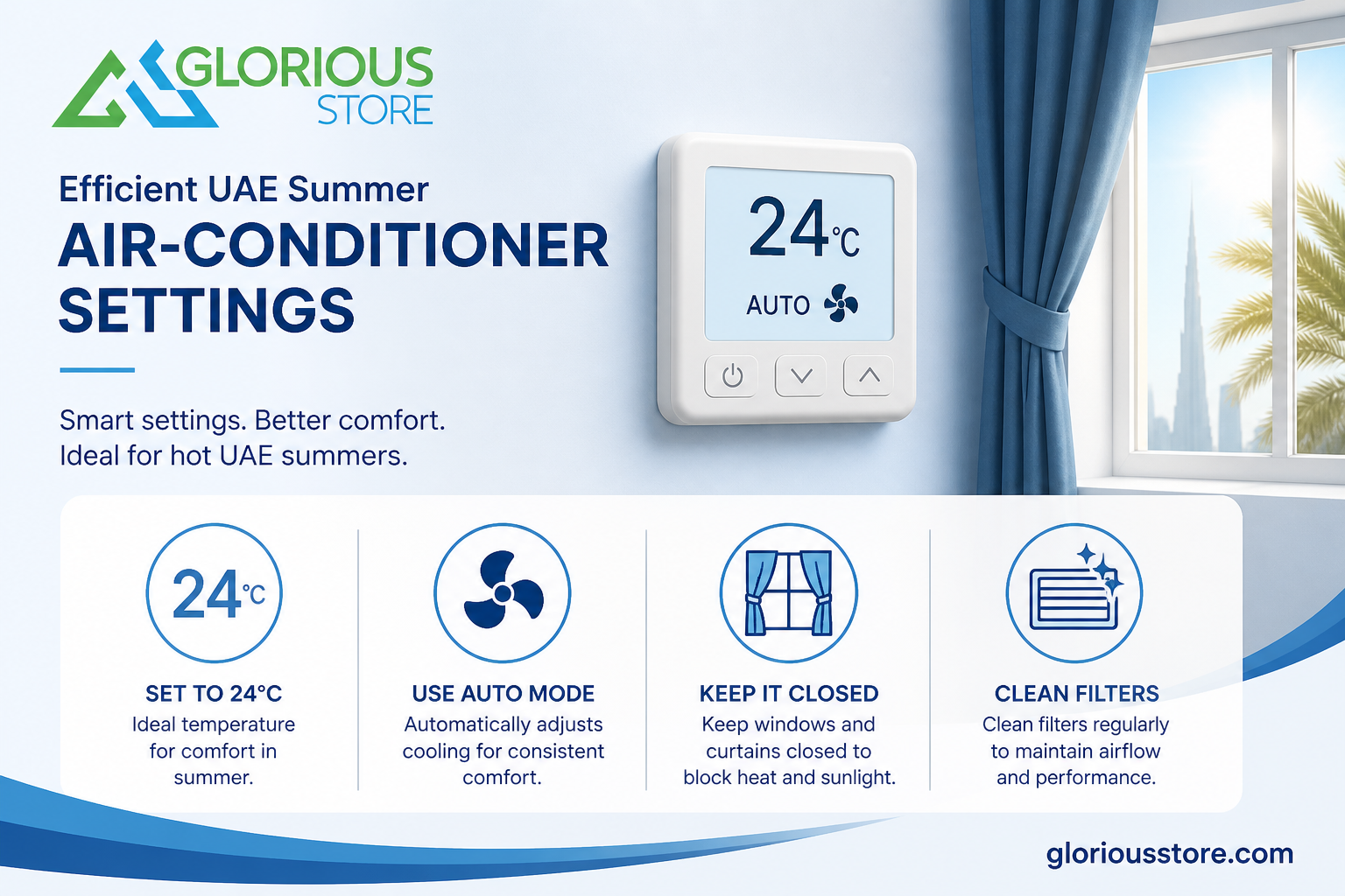 Best AC Temperature in UAE Summer: A Practical 24°C Guide 24°C thermostat and efficient AC-use checklist