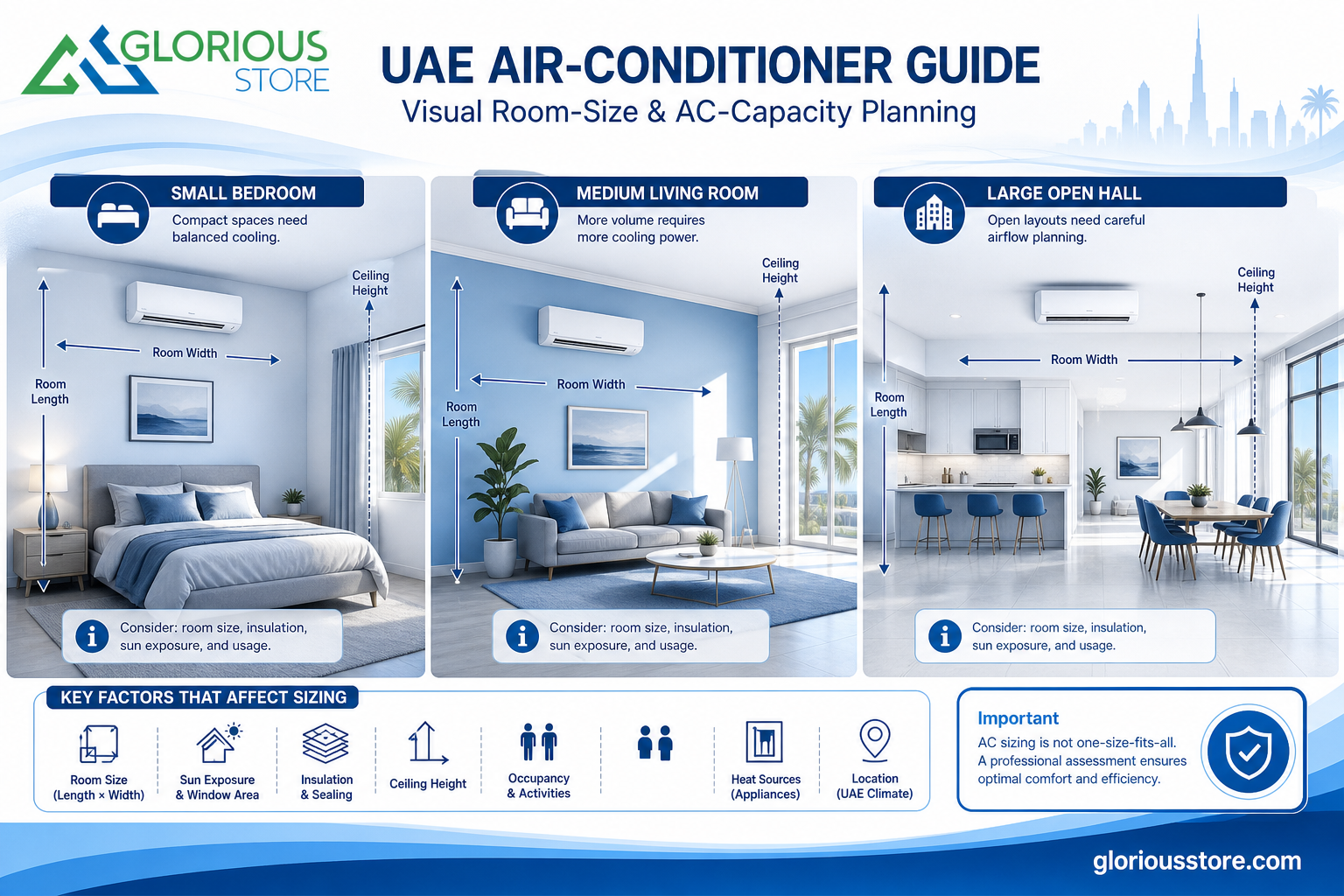 Best AC Temperature in UAE Summer: A Practical 24°C Guide Room size and air-conditioner capacity planning factors