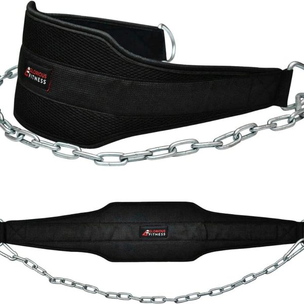 Premium Dipping Belt with Chain for Weightlifting & Bodybuilding – Neoprene Back Support, Adjustable Fit for Pull-Ups, Dips, Chin-Ups & Strength Training