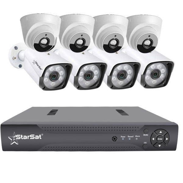 StarSat 8-Channel 1080N AHD CCTV Kit - Plug & Play Security System with Remote Viewing, 8x Cameras + DVR (4TB HDD Support)