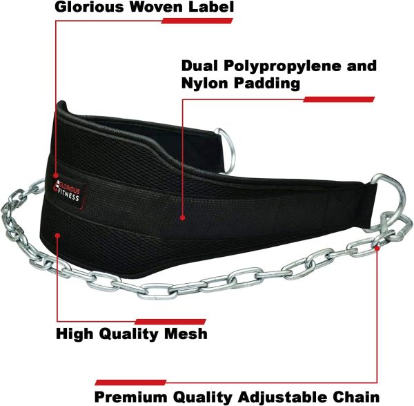 Premium Dipping Belt with Chain for Weightlifting & Bodybuilding – Neoprene Back Support, Adjustable Fit for Pull-Ups, Dips, Chin-Ups & Strength Training - Image 2