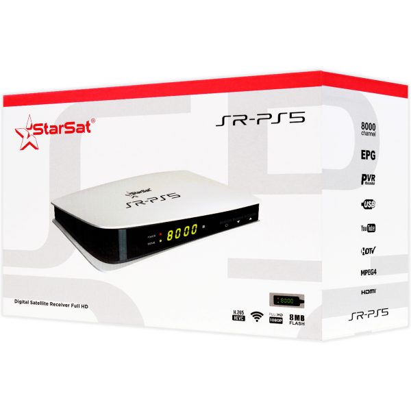 KSA-StarSat SR-PS5 HD Satellite Receiver - DVB-S2, H.265, 8000 Channels, USB 2.0, Multi-Language OSD - Image 4