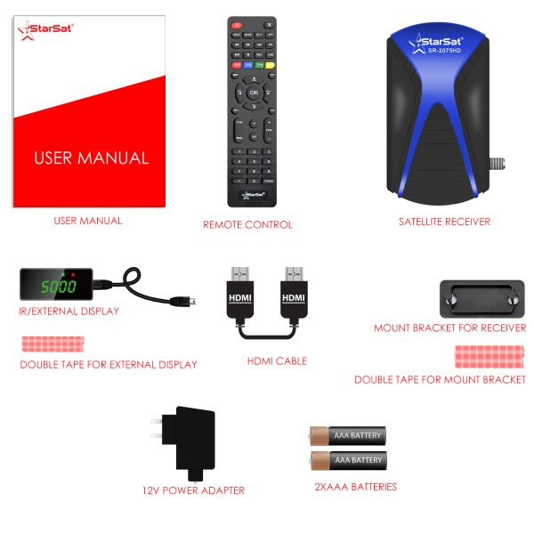 StarSat SR-2075HD Full HD Satellite Receiver - DVB-S2, 2xUSB, PVR, 5000 Channels, Blind Scan, WiFi/3G Support - Image 2