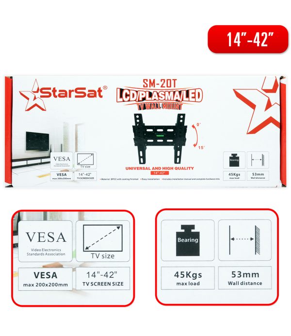 StarSat SM-20T TV Wall Mount (14"-42")