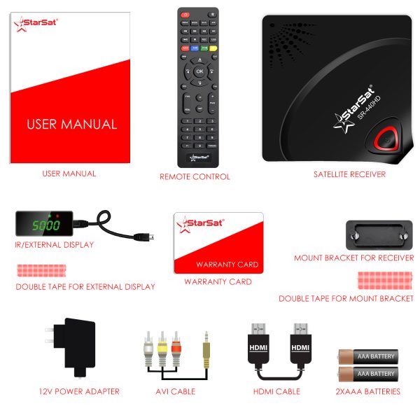 StarSat SR-440HD Black Full HD Satellite Receiver - DVB-S2, 2xUSB, 6000 Channels, PVR, WiFi Support - Image 2