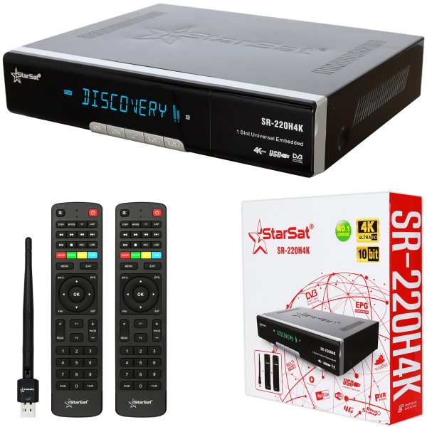 KSA-StarSat SR-220H4K 4K Satellite Receiver - DVB-S2, H.265, WiFi, 4G, USB PVR, 8000 Channels, EPG