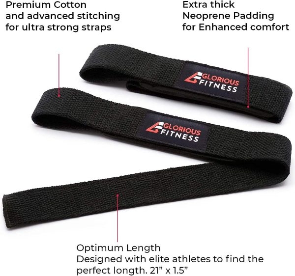 Glorious Weight Lifting Straps – 21"/23"Padded Gym Straps for Bodybuilding, Fitness & Strength Training – Black / Red / Gray Camo - Image 3