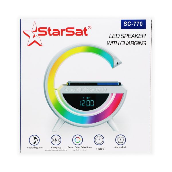 StarSat SC-770 LED Speaker a multifunctional device combining high-quality audio, 15W fast wireless charging, and a sleek modern design - Image 2