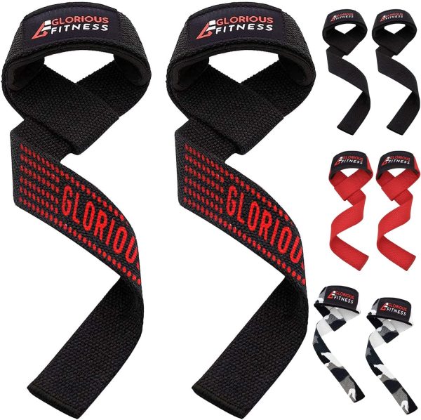 Glorious Weight Lifting Straps – 21"/23"Padded Gym Straps for Bodybuilding, Fitness & Strength Training – Black / Red / Gray Camo