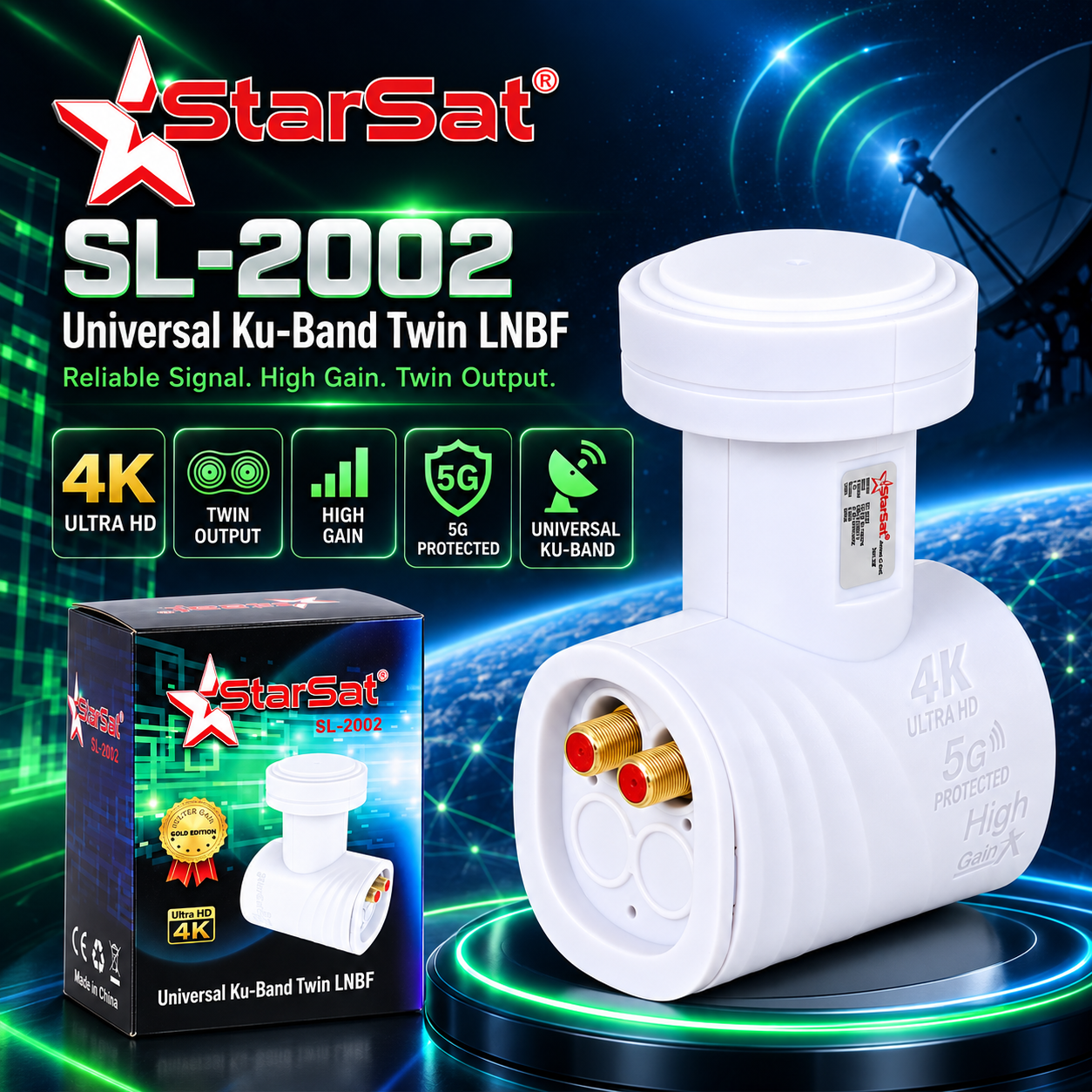 StarSat SL-2002 Universal Ku-Band Twin LNB StarSat SL-2002 Universal Ku-Band Twin LNB - Image 2