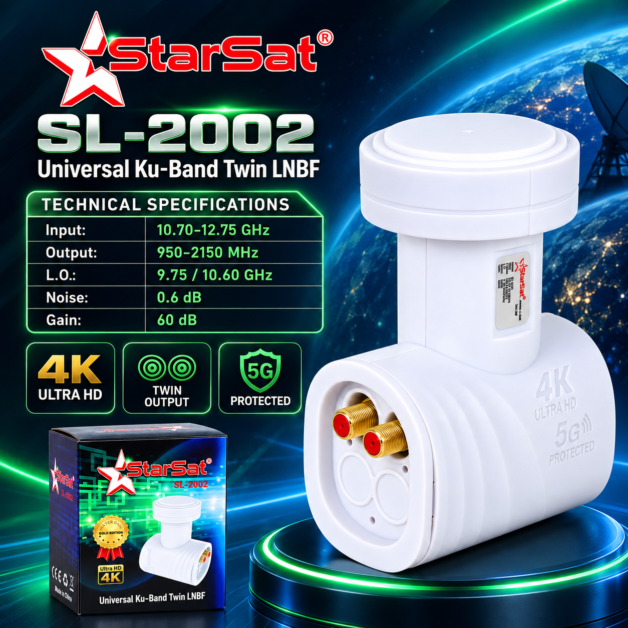 StarSat SL-2002 Universal Ku-Band Twin LNB StarSat SL-2002 Universal Ku-Band Twin LNB - Image 3