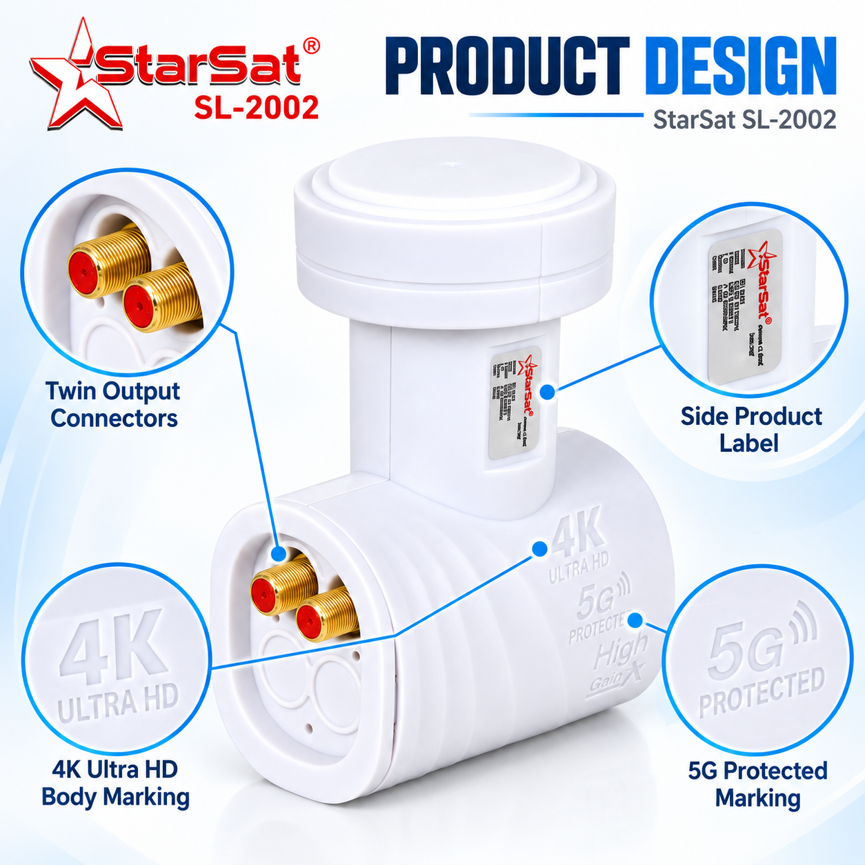 StarSat SL-2002 Universal Ku-Band Twin LNB StarSat SL-2002 Universal Ku-Band Twin LNB - Image 4