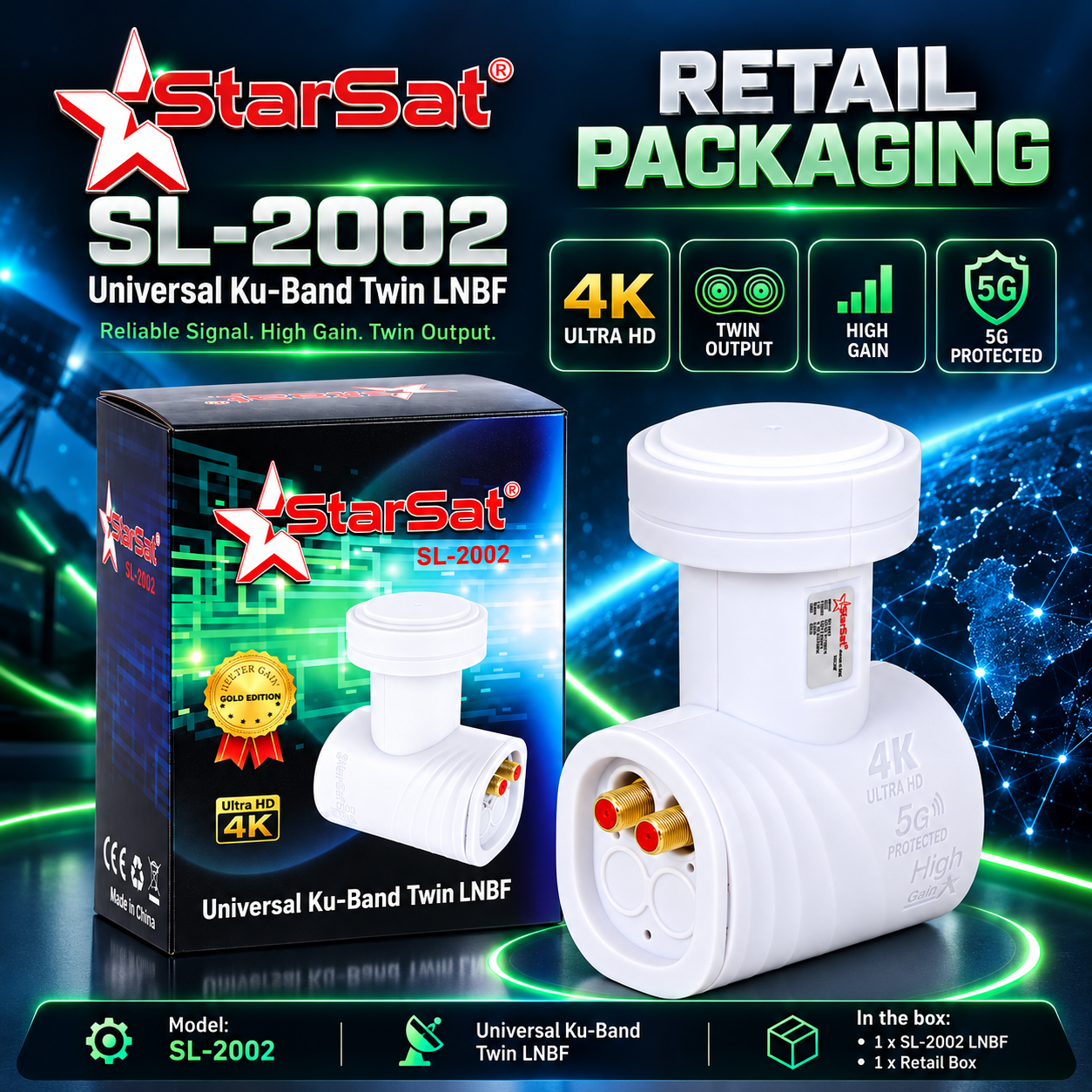 StarSat SL-2002 Universal Ku-Band Twin LNB StarSat SL-2002 Universal Ku-Band Twin LNB - Image 5