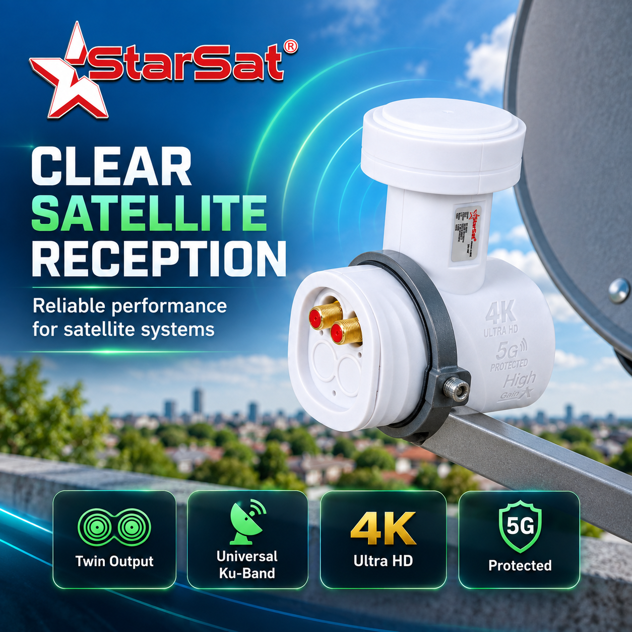 StarSat SL-2002 Universal Ku-Band Twin LNB StarSat SL-2002 Universal Ku-Band Twin LNB - Image 7