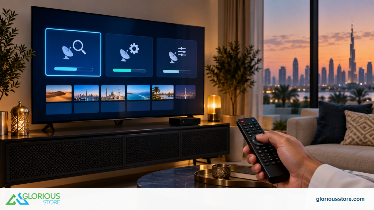 Blind scan versus automatic and manual satellite channel scanning on a UAE receiver