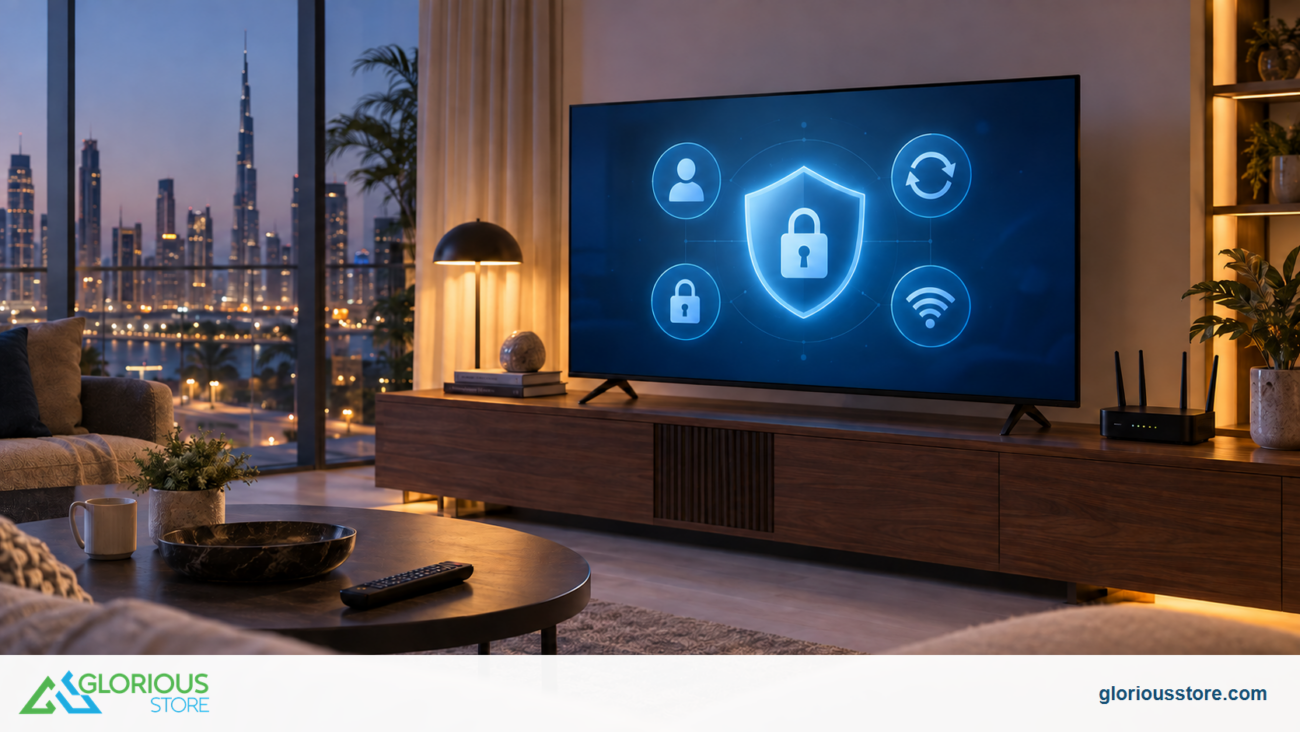 Google TV privacy and security setup in a modern Dubai living room