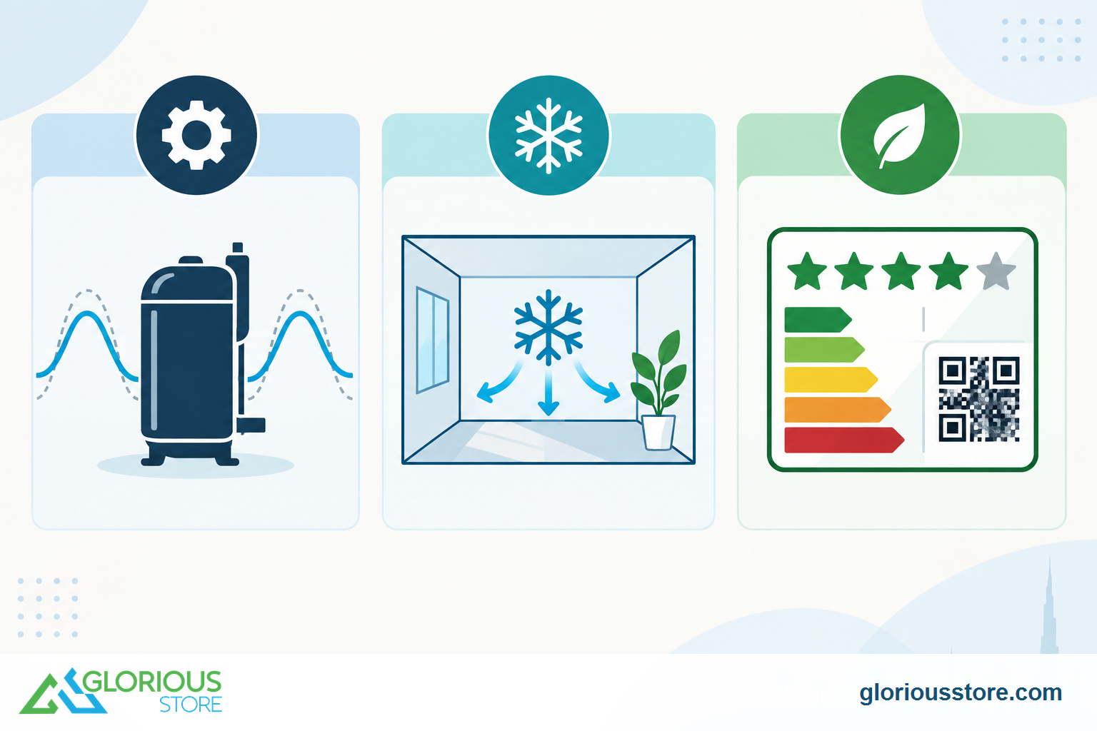 Three separate AC buying checks: inverter technology, cooling capacity and verified energy rating