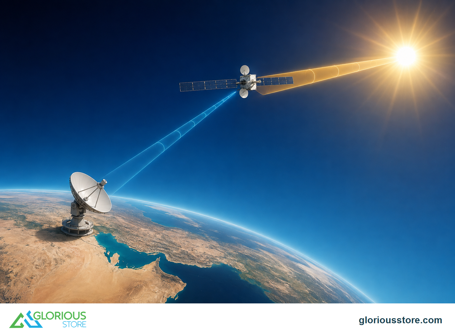 Satellite Sun Outage UAE: September 2026 Signal Guide Satellite dish, geostationary satellite, and Sun aligned during equinox-season interference