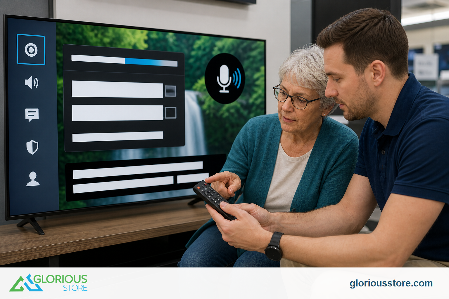 Older and younger adults test caption, contrast and voice controls with a television remote